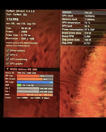 3080: Видеокарта для ПК, Б/у, NVidia, GeForce RTX, 10 ГБ — 3