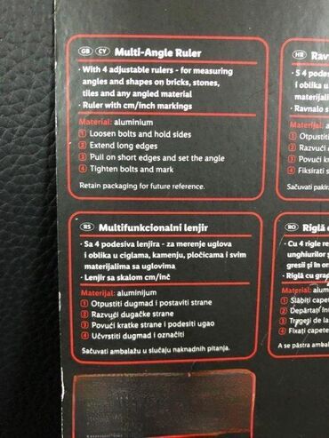 Ostali merni alati: Lenjir za kopiranje uglova; Materijal Aluminijum; Jednostavan za na lalafo.rs — 11 Ostali merni alati: Lenjir za kopiranje uglova; Materijal Aluminijum; Jednostavan za — 11