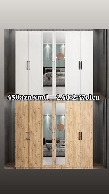 qarderob modelleri: 6 qapılı dolab – güzgülü model - Ölçü: 2.40 × 2.00 × 0.47 m - Rəng — 1