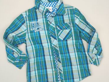 koszule z konopii: Shirt 3-4 years, condition - Very good, pattern - Cell, color - Turquoise