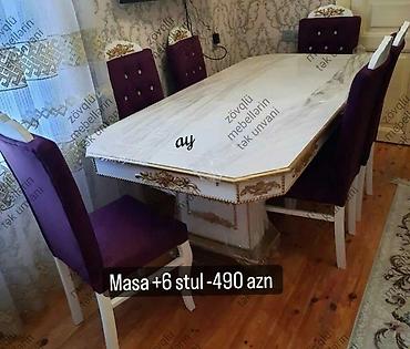 boya seti: Qonaq otağı üçün, Yeni, Açılmayan, Dördbucaq masa, 6 stul — 7