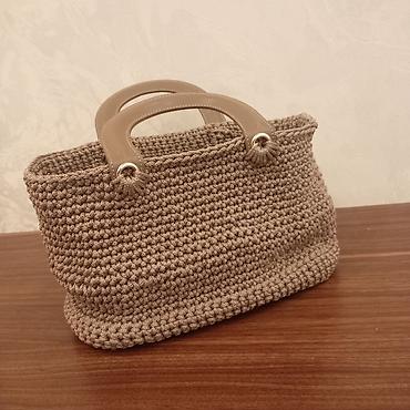 Çantalar: Tok rəngdə əl işi toxunma qadın çantası. - Material: qalın, möhkəm — 2