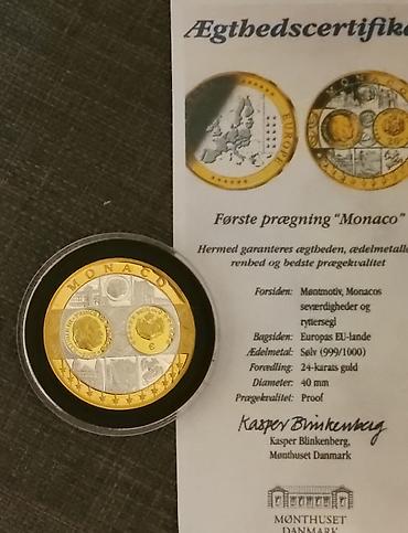 монет: Золото 24к-Серебро 999/1000 Коллекционные монеты: Бельгия и Монако — 2