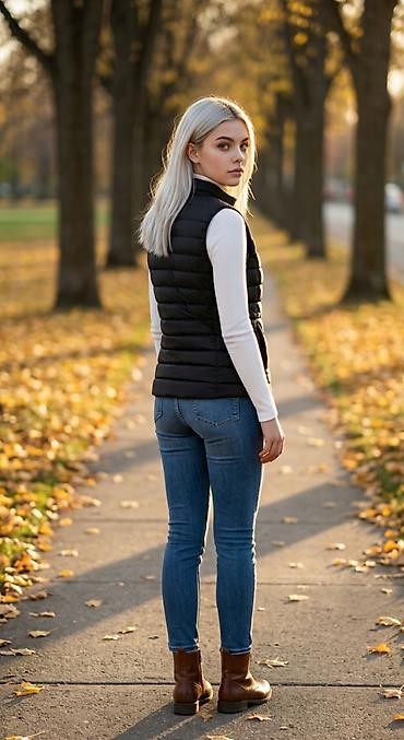 Prsluci: Ženski termo prsluk – crni, lagan i topao - Krojen bez rukava sa — 3