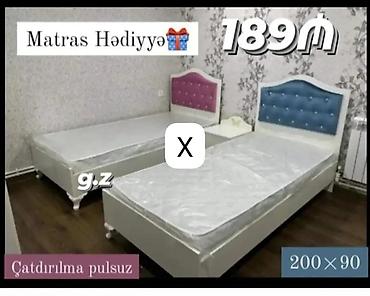 Bir nəfərlik taxta çarpayı dəsti - Ölçü: 200 × 90 sm - Başlıqlı