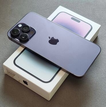 аерподс про: IPhone 14 Pro Max, Б/у, 128 ГБ, Deep Purple, Зарядное устройство, Чехол, Кабель, 88 %