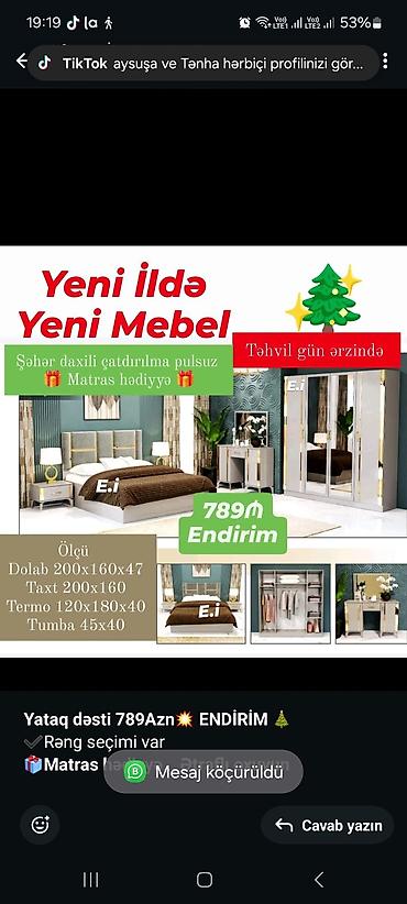 annaberry ev tekstil: *Yataq dəsti 789Azn💥 ENDİRİM 🎄* ✔️Rəng seçimi var *🎁Matras hədiyyə* ✔️ — 5