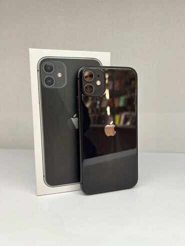 iphone x price kyrgyzstan: IPhone 11, Б/у, 64 ГБ, Черный, Зарядное устройство, Коробка, 75 %