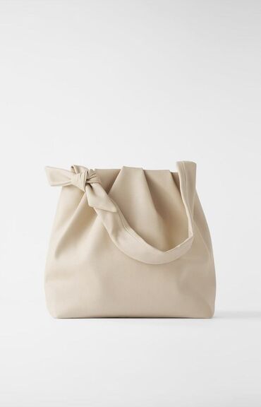 сумки zara: Zara мягкая сумка-тоут с завязанным ремешком из эко кожи цвет: ecru