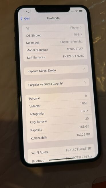 i̇phone 11: IPhone 11 Pro Max, 256 GB, Matte Midnight Green, Zəmanət