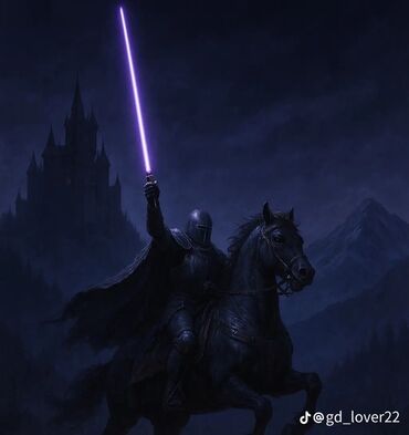 аниме форма: Постер/арт «Рыцарь с неоновым мечом» - Тематика: темное фэнтези