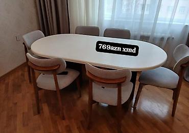 Masa və oturacaq dəstləri: Yemək otağı üçün masa–stul dəstləri - Masa + 6 stul: 550 AZN (şəkildə — 26