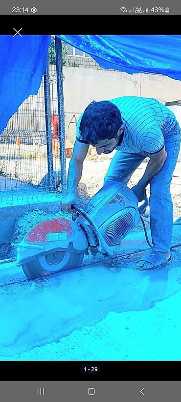televizorun divara vurulmasi: Beton kəsimi xidməti - Profesional benzinli/elektrikli beton kəsici — 3