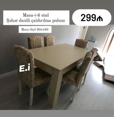 otaq qaplari: *Masa dəsti / Masa 6 stul 299Azn💥* ✔️Rəng seçimi var Ölçü : Masa