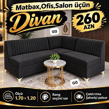 Mətbəx, ofis və salonlar üçün L‑şəkilli divan. - Ölçü: 1.70 × 1.20 m