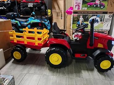 Traktori: Dečji traktor na akumulator sa prikolicom – crveno/žuti - Električni — 9