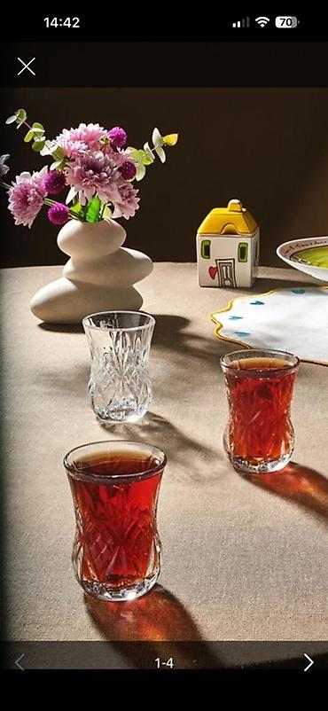 Armudu stəkanlar, rəng - Ağ, Xrustal, 12 ədədli dəst, Rusiya
