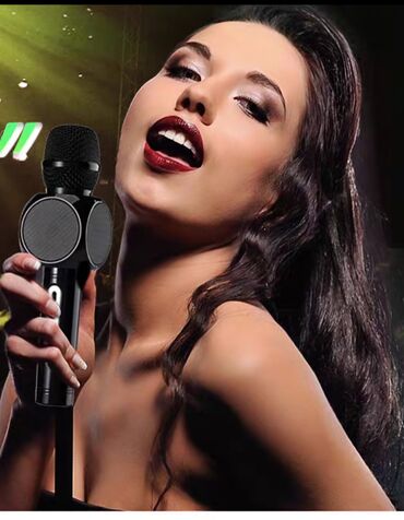 Вокальные микрофоны: Bluetooth караоке микрафон с басисти колонкой можно подключить к