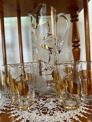 посуда набор: Кувшин со стаканами "Богемия" производства Чехословакия. Щедрое