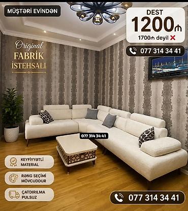 Original fabrik istehsalı künc divan dəsti - Dəst: iri ölçülü
