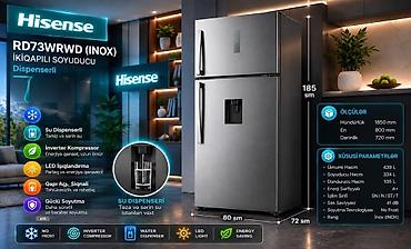 Soyuducular: Hisense RD73WRWD (Inox) ikiqapılı soyuducu – su dispenserli, No Frost — 1