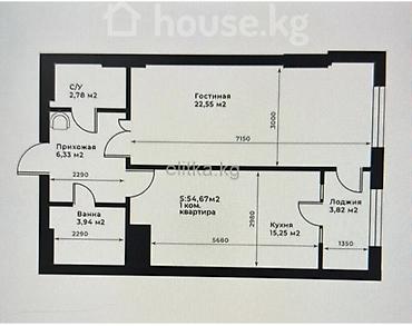 gala group: 2 комнаты, 55 м², Нижний Джал (Джал-23) Элитка, 10 этаж, ПСО (под самоотделку) — 4