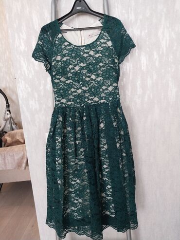 кружевное платье миди: Вечернее платье, Длинная модель, С рукавами, S (EU 36)