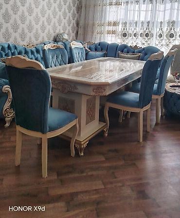 Qonaq otağı üçün, İşlənmiş, Oval masa, 6 stul
