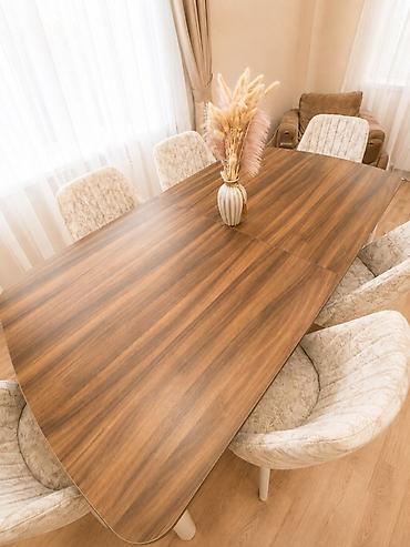 Mebel: Qonaq otağı üçün, İşlənmiş, Açılan, Oval masa, 6 stul — 3