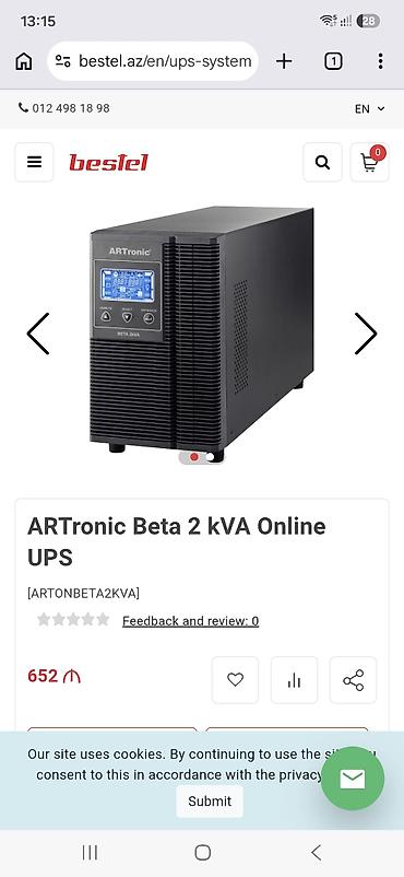 Kompüter ehtiyyat hissələri: ARTronic BETA 2kVA Online UPS Xüsusiyyətlər: - Güc: 2 kVA - Tip — 9