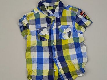 body krótki rękaw 74: Shirt 1.5-2 years, condition - Good, pattern - Cell, color - Multicolored