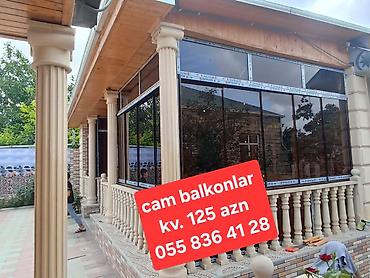 balkon: Cam balkon sistemləri – kv.m üzrə 125 AZN. - Şüşə ilə tam bağlanmış — 1