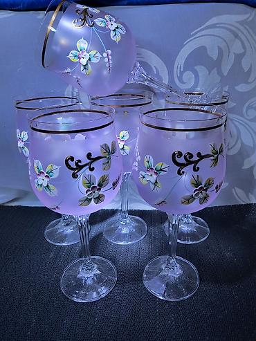 case za turski caj: Case nove bohemija kristal,rucni rad za vino iz 70ih godina.Model 2 — 4