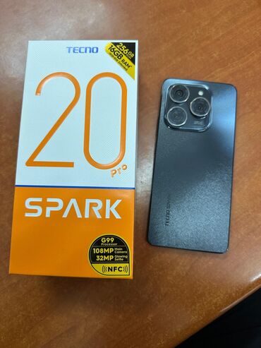 raf toster: Tecno Spark 20 Pro, 256 GB, rəng - Qara, Face ID, Zəmanət, Barmaq izi