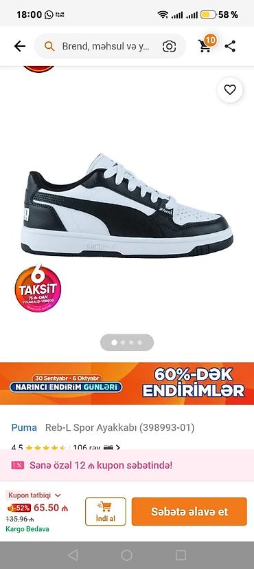 ket ayaqqabilar: Puma Reb-L Spor Ayaqqabı (Model: 398993-01) - Rəng: qara-ağ - Stil — 1