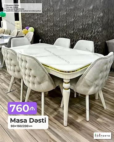 Ev və bağ: Masa Dəsti – 90×160/200 sm - Mexanizm: Açılan (uzadıla bilən) - Stul — 1