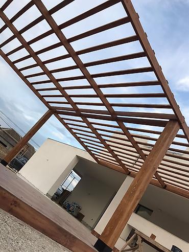 Digər bağ, çöl mebeli: Açıq hava məkanı üçün taxta pergola və terras -Ölçü 6x4 metr - — 3