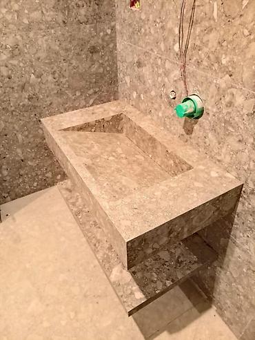 Çanaqlar, tülpanlar: Mərmər hamam lavabosu və üstü – birblok monolit dizayn Məhsul — 14