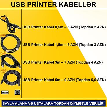 Digər kompüter aksesuarları: USB Printer Kabellər SAYLA ALANA VƏ USTALARA TOPDAN QİYMƏTLƏ VERİLİR! — 2