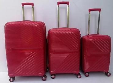 Putni koferi i torbe: Set crvenih kofera – 3 komada - Dizajn: moderni polikarbonatni/ABS — 4