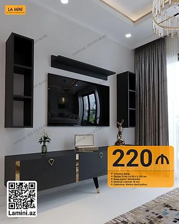 Ev və bağ: Minimalist televizor altlığı və divar rəfi dəsti - Ölçülər: d 40 sm × — 1