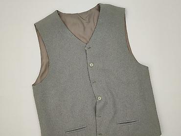 pull i bear bluza: Męska kamizelka garniturowa, rozmiar 52. - Kolor: szary melanż - Krój — 1