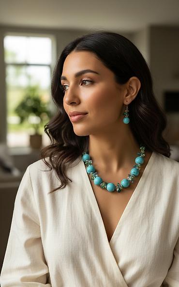 Другие ювелирные изделия: Набор из натурального камня бирюза со своровскими камнями. А также — 1