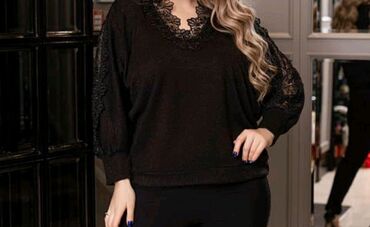 модные кофты: Продается женская кофта блузка цвет шикарная чёрная модная размер 44