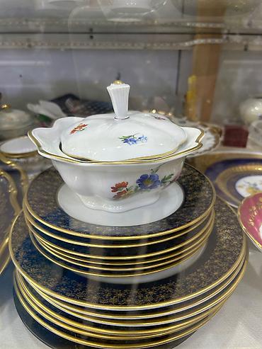 çay servisi: Çay dəsti, rəng - Göy, Kobalt, Weimar, 6 nəfərlik, Almaniya — 4