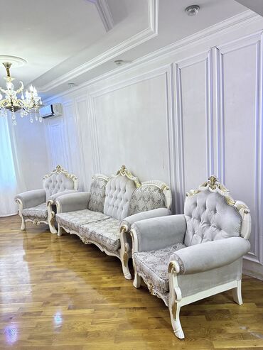 купить кресло для офиса: İşlənmiş, Klassik divan, 2 kreslo, Bazasız, Açılmayan