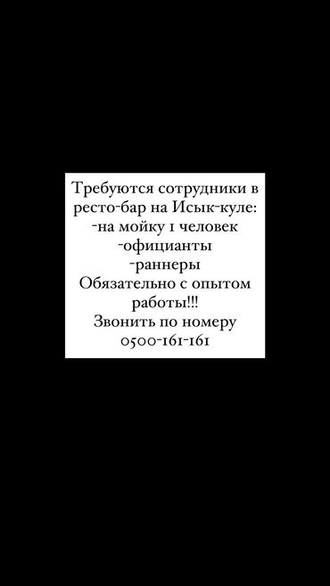 официант токмок: Требуется Посудомойщица, Оплата Еженедельно