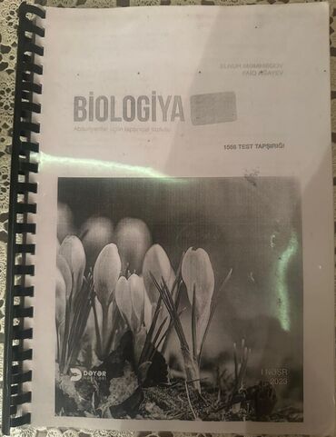 Digər kitablar və jurnallar: Biologiya Dəyər Test bankı 6 azn