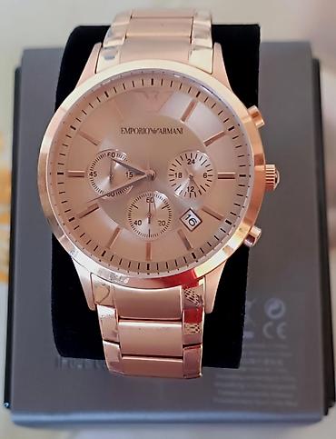 Aksesuarlar: Emporio Armani kişi qol saatı – zərif “rose gold” tonunda metal korpus — 3