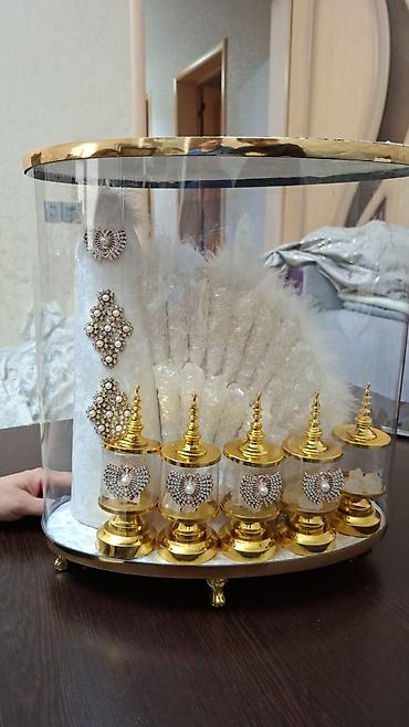 cərəz xoncası: Zərif nikah/xınayaxdı üçün bəzəkli şirniyyat–kolonya dəsti - Oval — 4